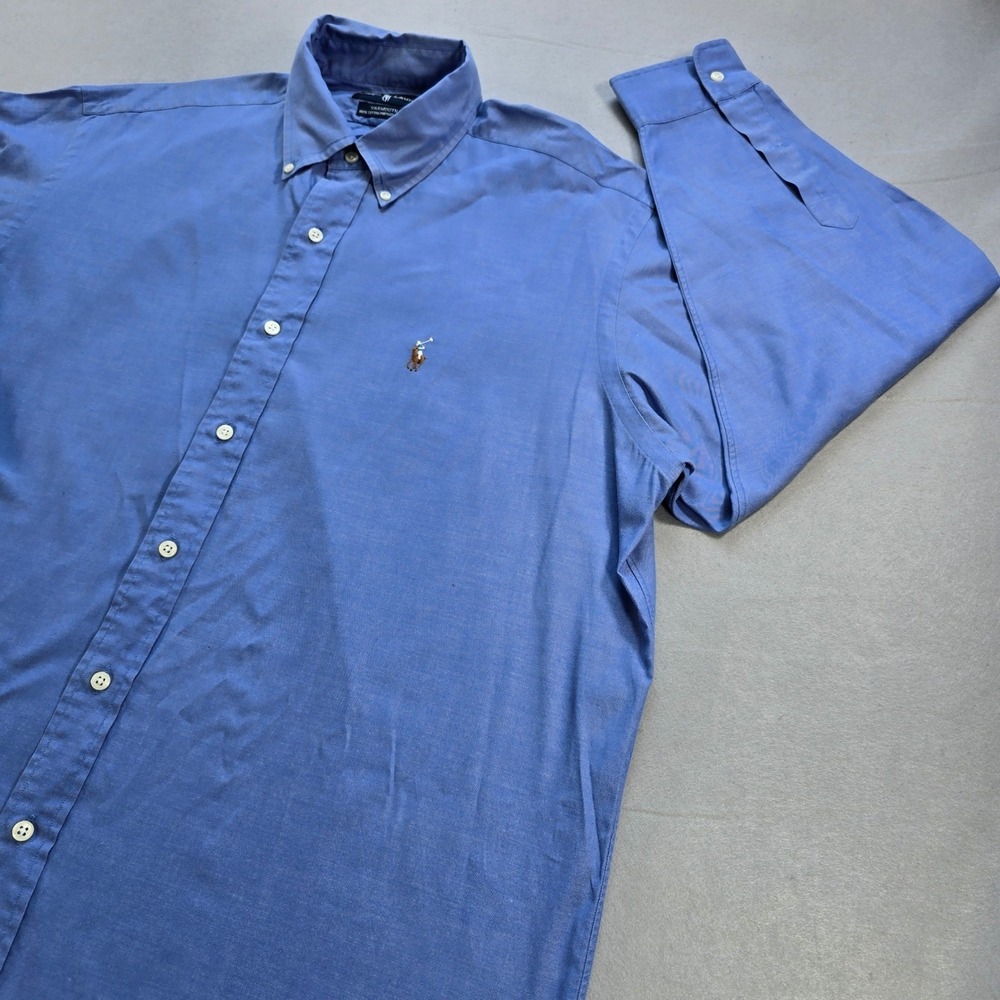 Ralph Lauren Yarmouth Blue Pinpoint Oxford Shirt Mens 16.5 33 Button Down L/S - Picture 4 of 5